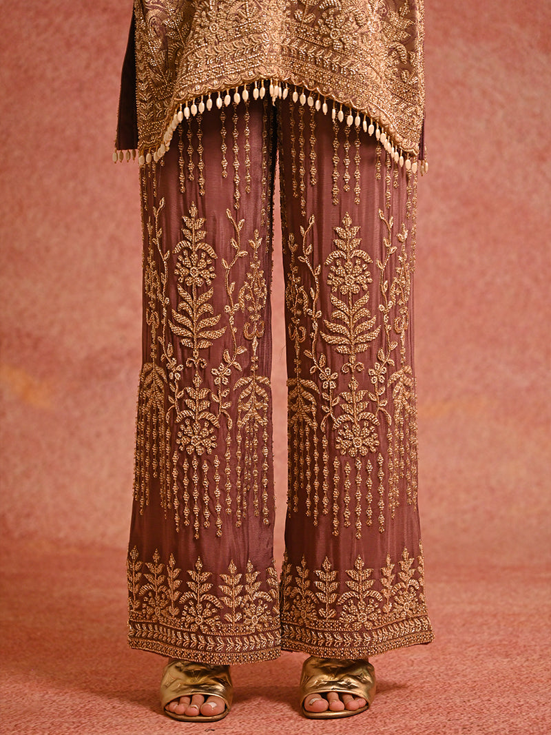 Mehreen Tissue Embroidered Sharara Set with Dupatta