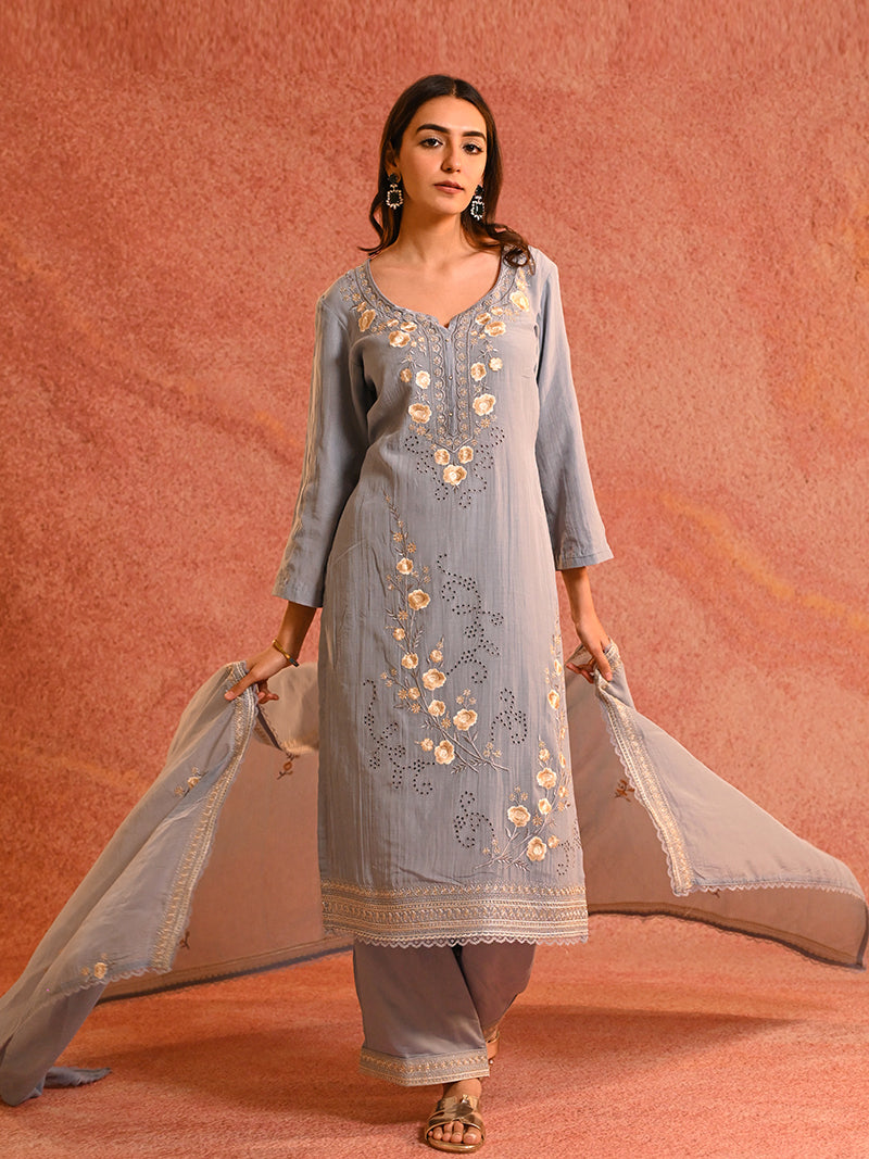 Noira Pure Mul Cotton Suit Set With Dupatta