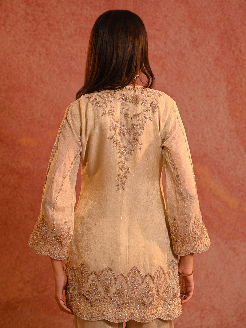 Ameera Tissue Embroidered Suit Set with Dupatta