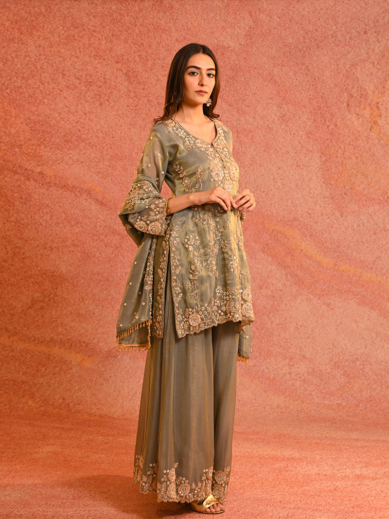Zivara Sharara Embroidered Suit Set with Dupatta