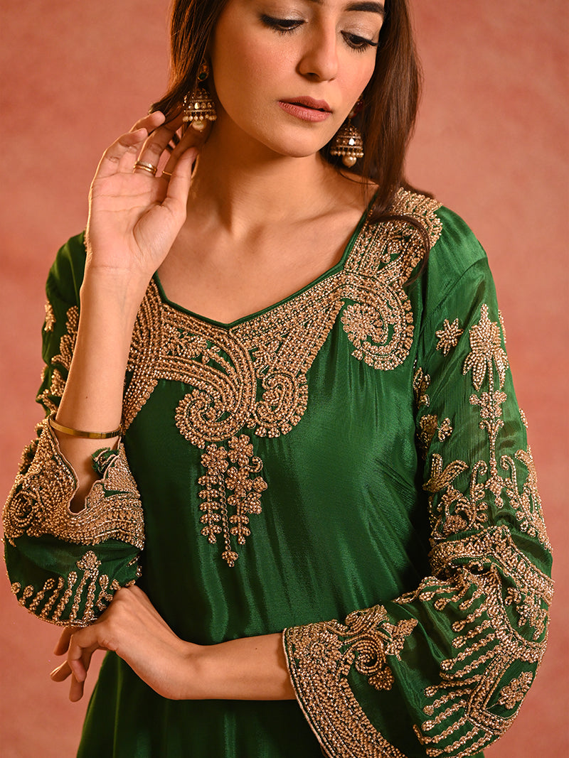 Zarreen Chinon Embroidered Set with Dupatta
