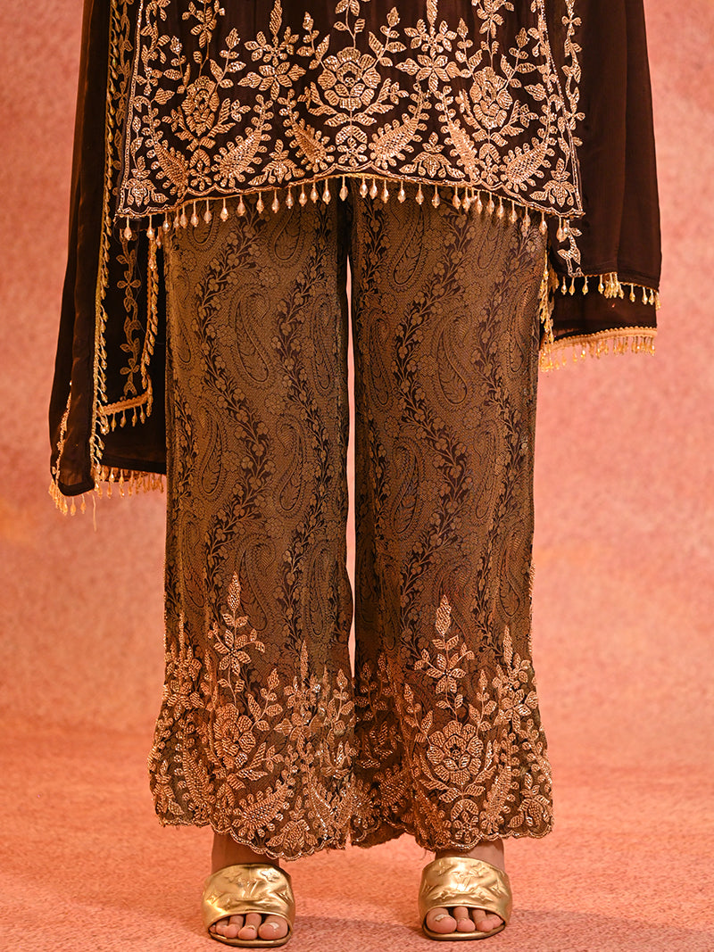 Mira Chinon Embroidered Suit Set with Dupatta