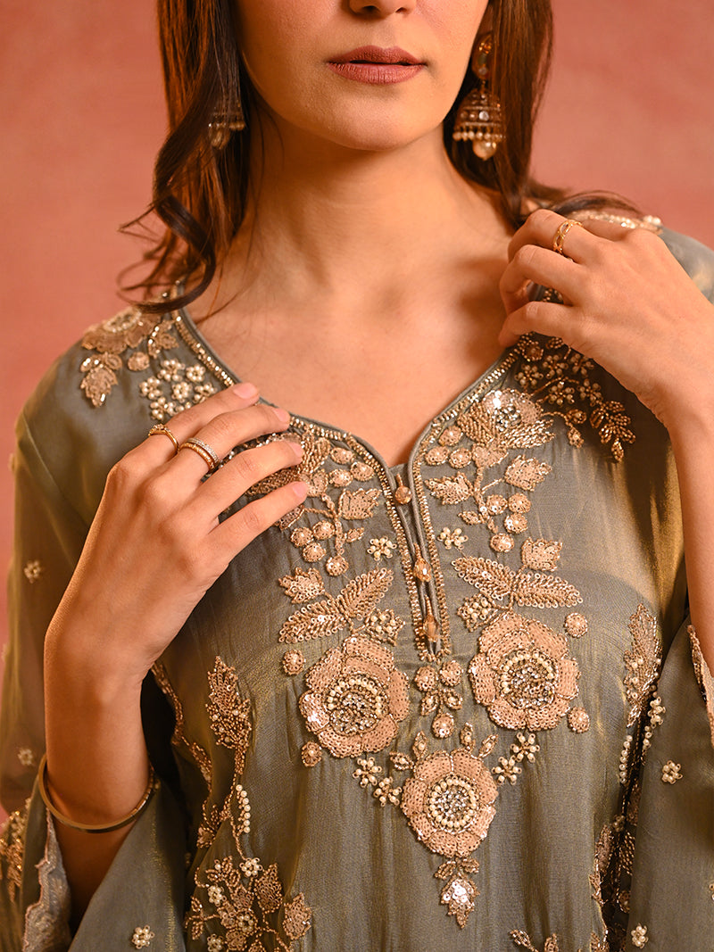Zivara Sharara Embroidered Suit Set with Dupatta