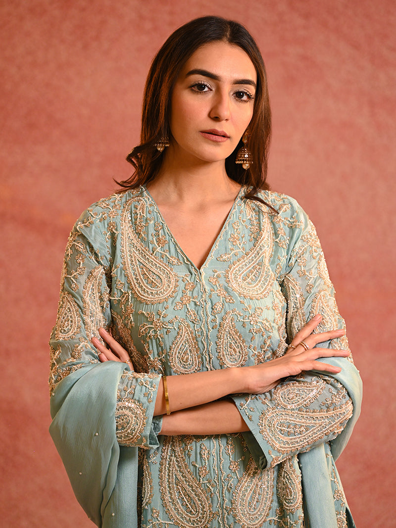 Aafiya Chinon Sharara Set with Dupatta