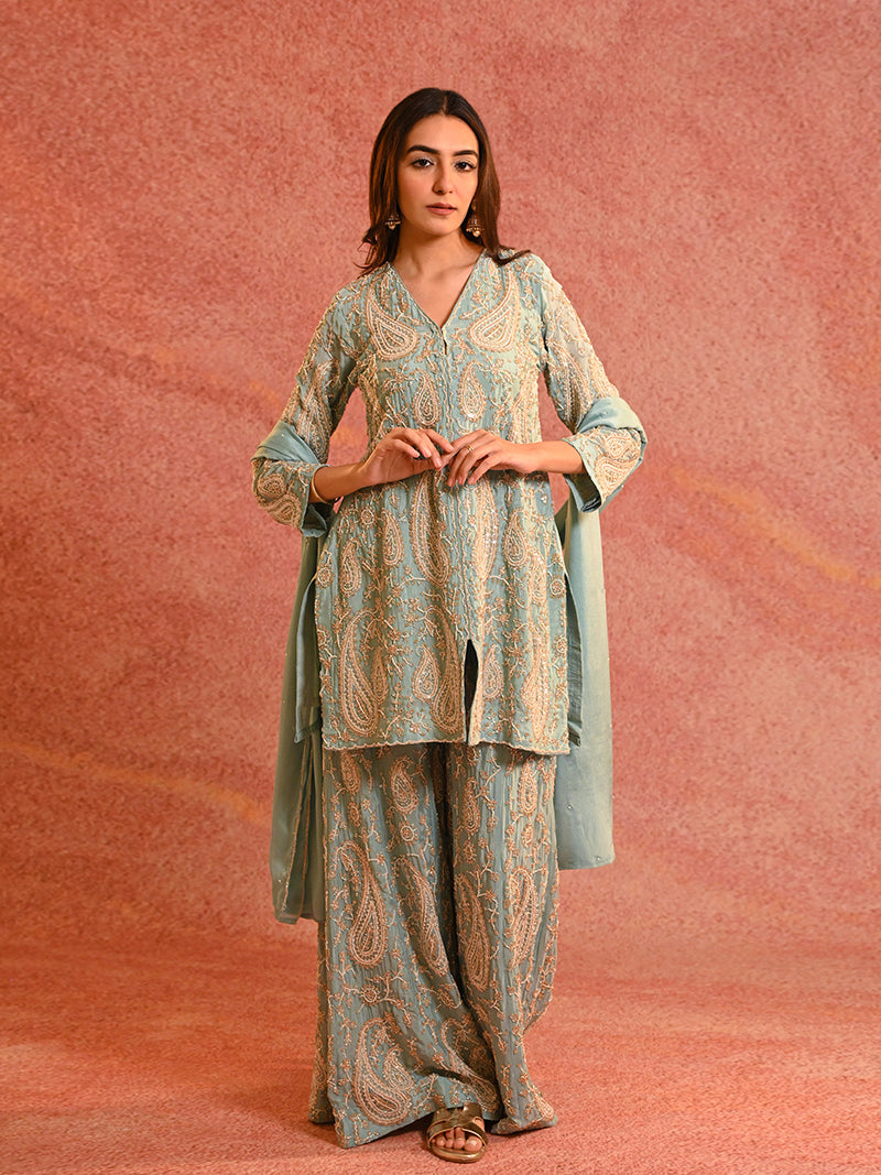 Aafiya Chinon Sharara Set with Dupatta