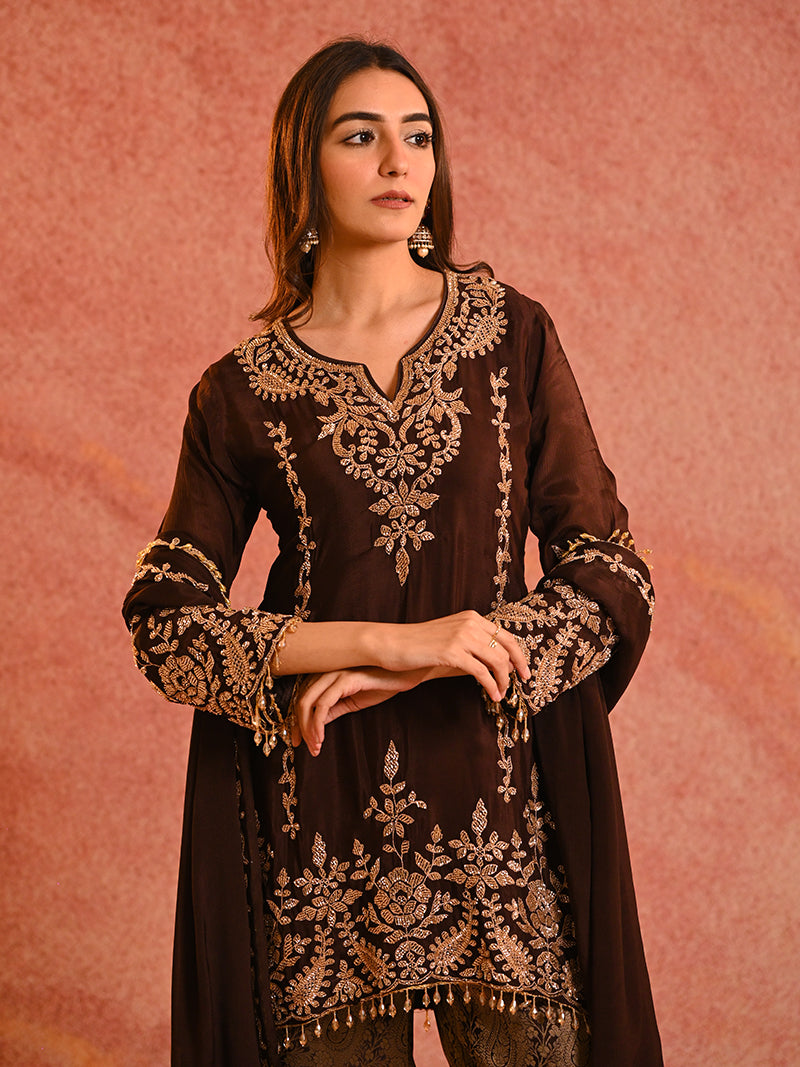 Mira Chinon Embroidered Set with Dupatta