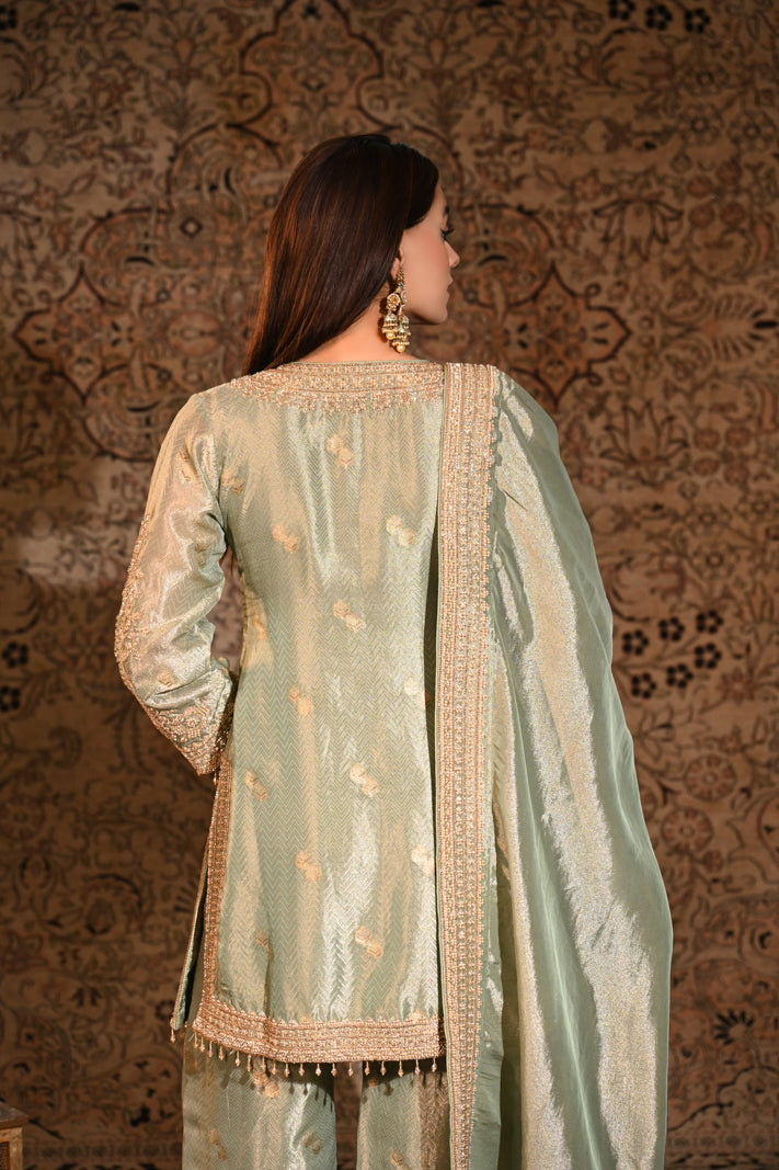 Celeste Mint Embroidered Short Suit Set