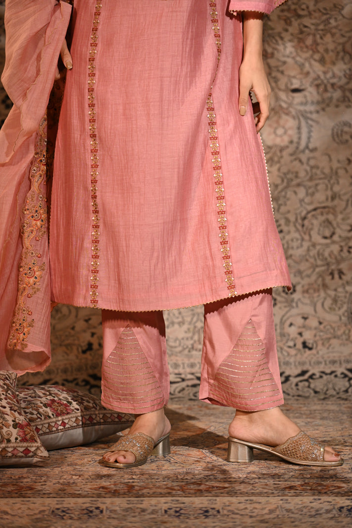 Gulnaar Blush Embroidered Suit Set