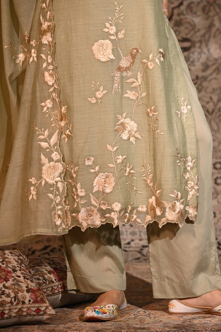 Sage Serenade Embroidered Suit Set