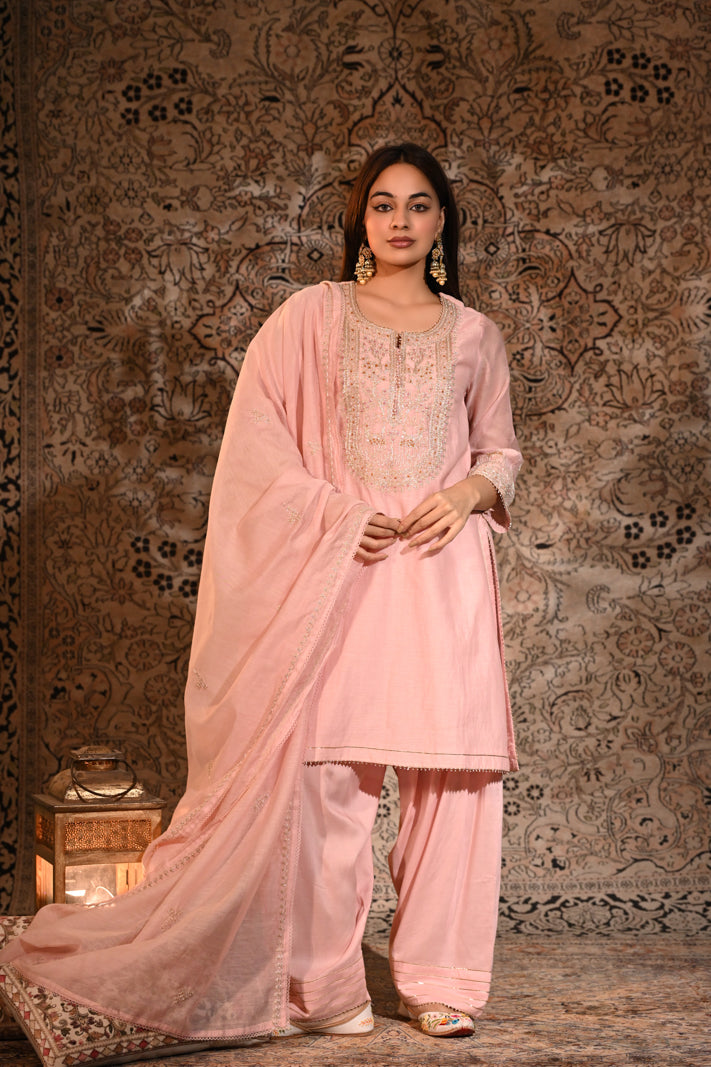 Rosé Noor Embellished Suit Set