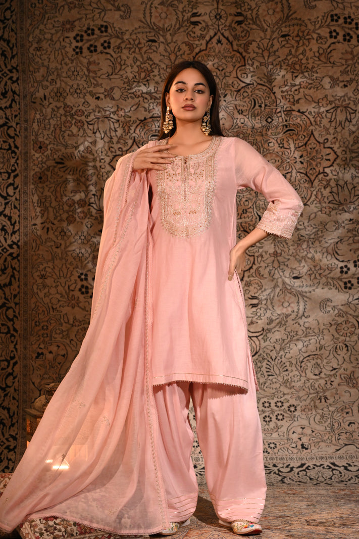 Rosé Noor Embellished Suit Set