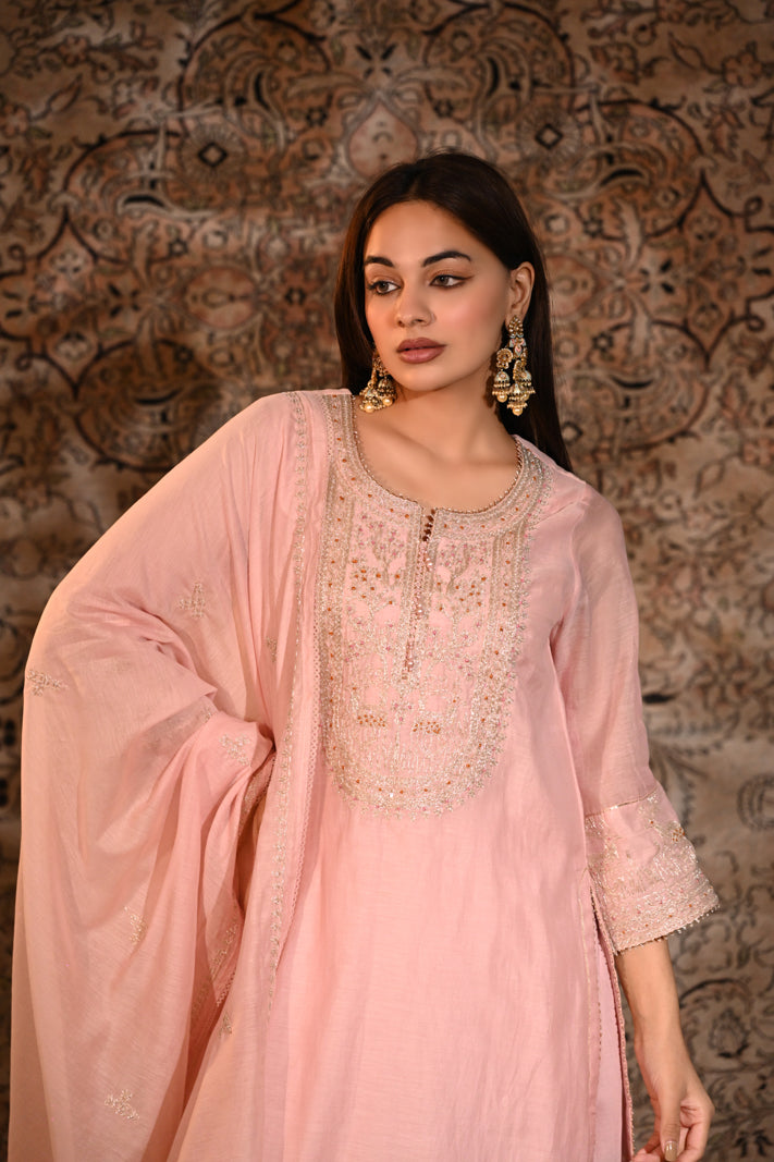 Rosé Noor Embellished Suit Set