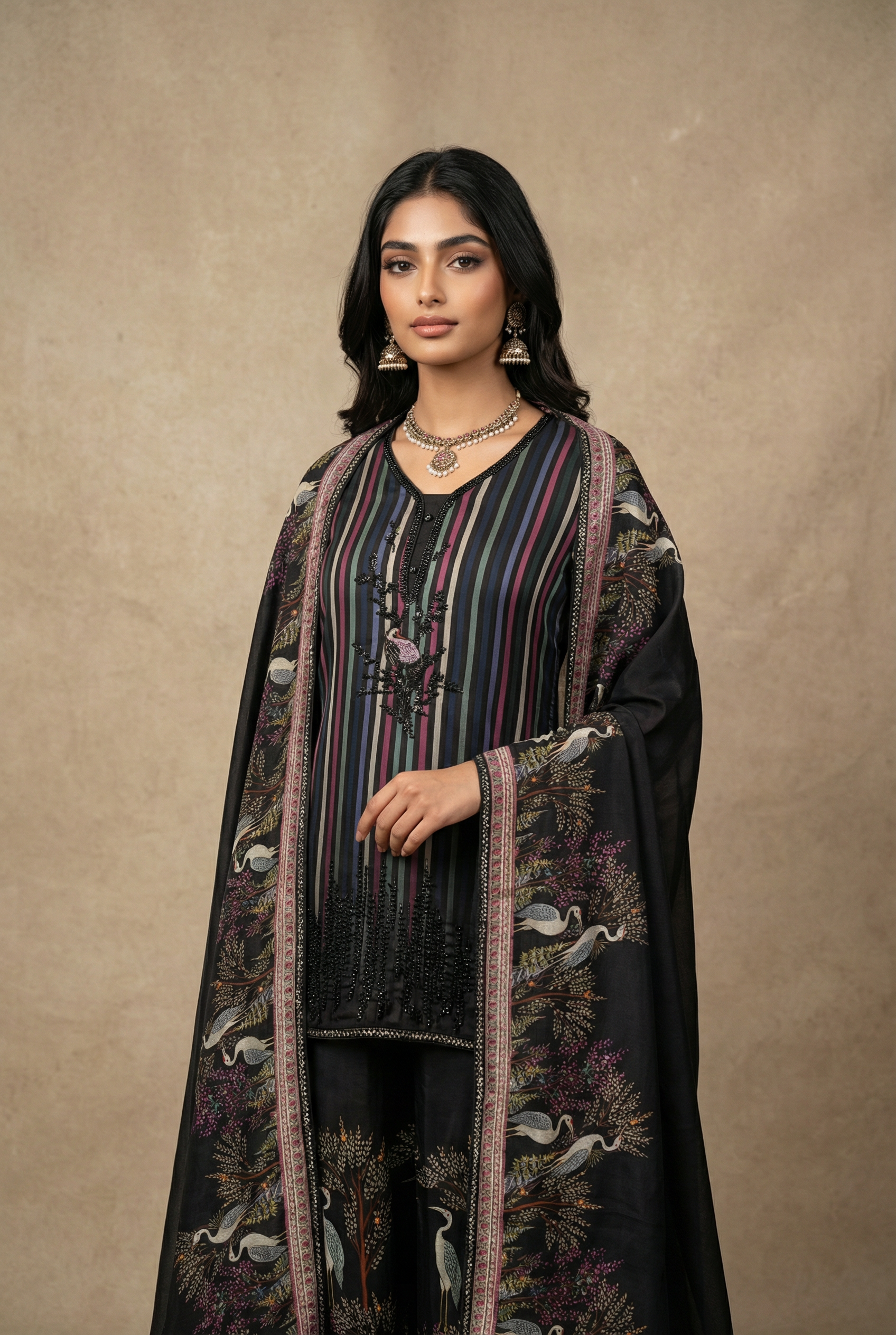 THE KAYA ORGANZA SATIN PRINTED SHARARA SET