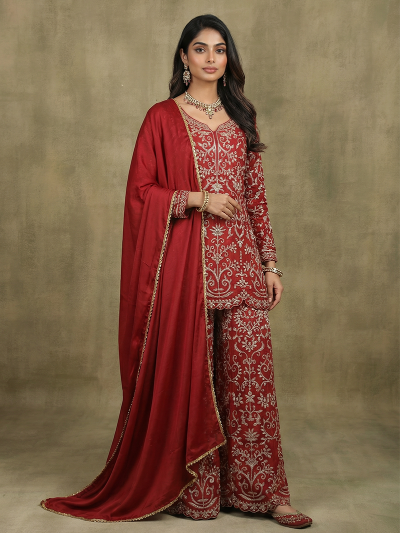 THE AAFREEN CHINON HANDWORK SHARARA SET