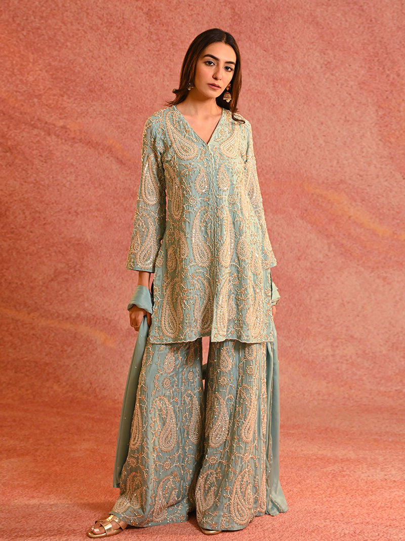 Aafiya Chinon Sharara Set with Dupatta