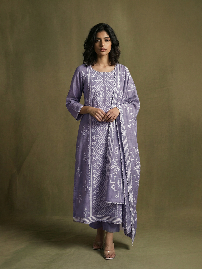 ALYA MUL CHANDERI KURTA SET WITH DUPATTA