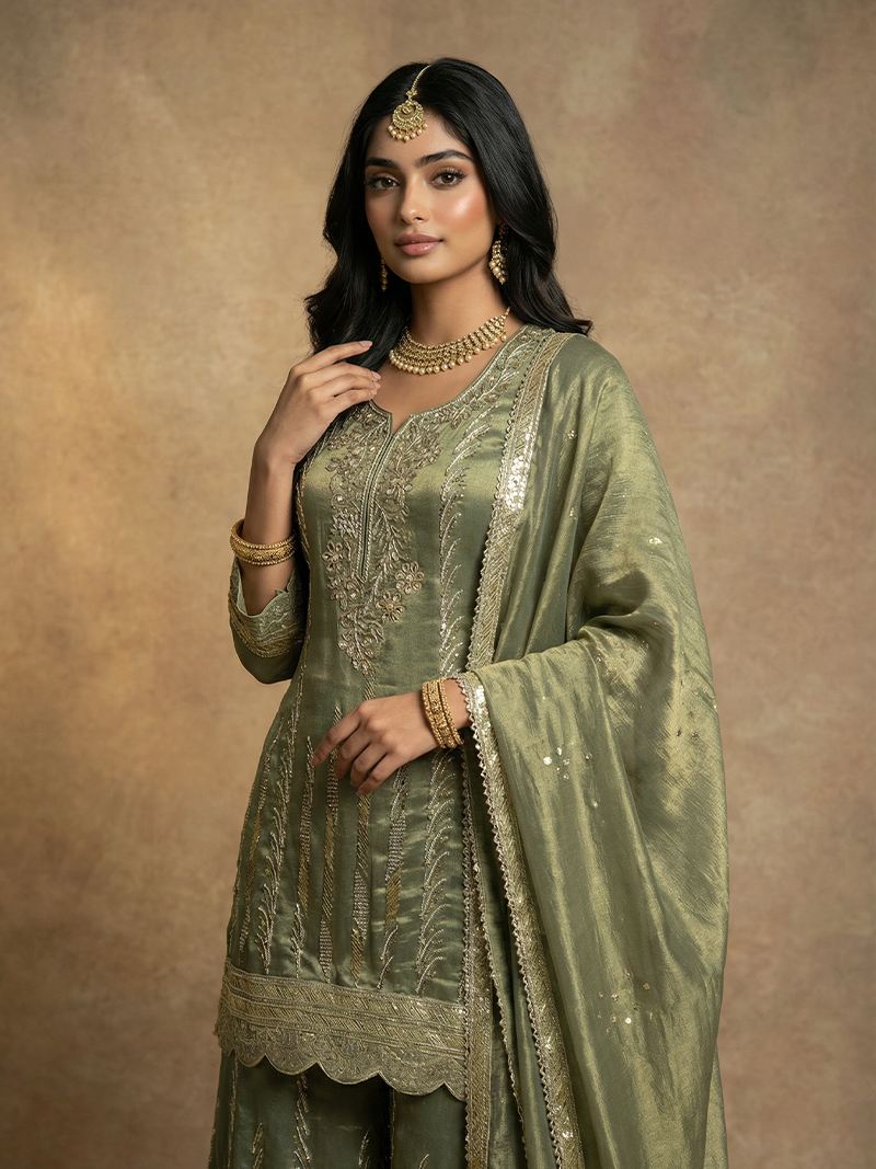 THE ZEHRA TISSUE ZARI SHARARA SET