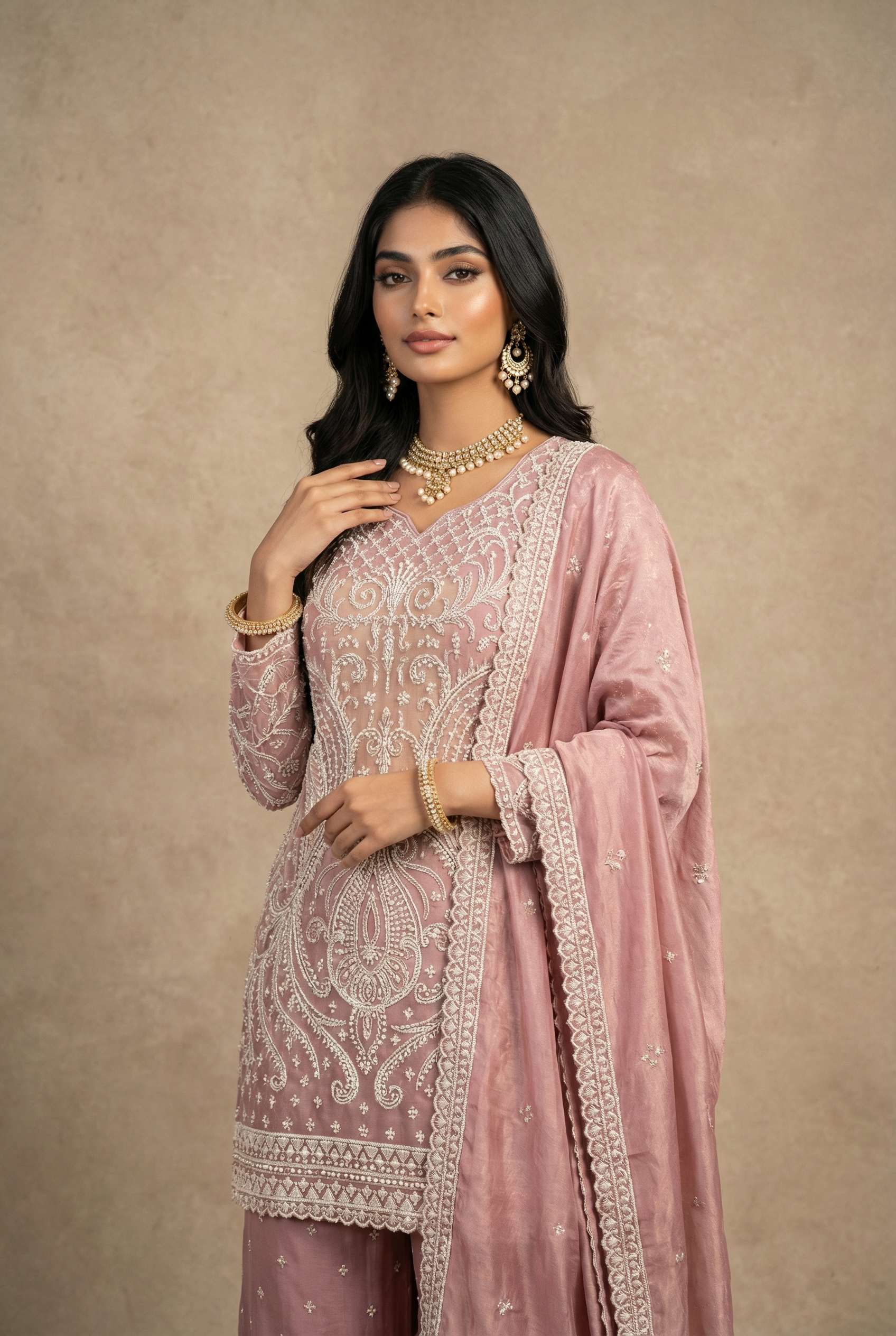 THE SHEHNAI TISSUE EMBROIDERED SHARARA SET