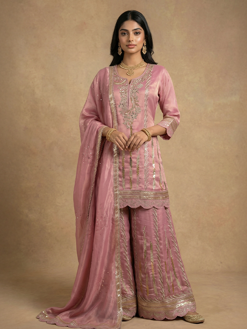 THE ZEHRA TISSUE ZARI SHARARA SET